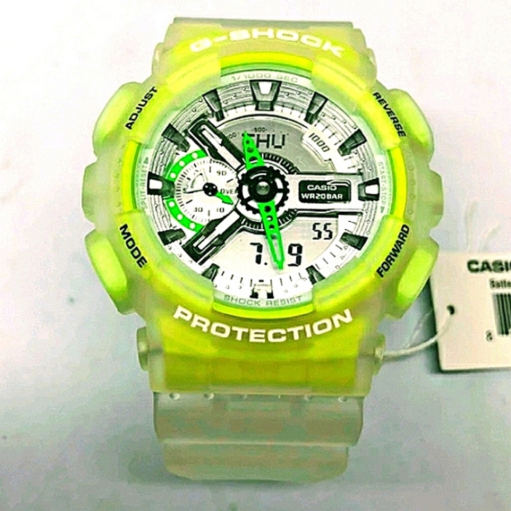 Casio Neon Green Glow & Transparent G-Shock ⌚ - Picture 4 of 9